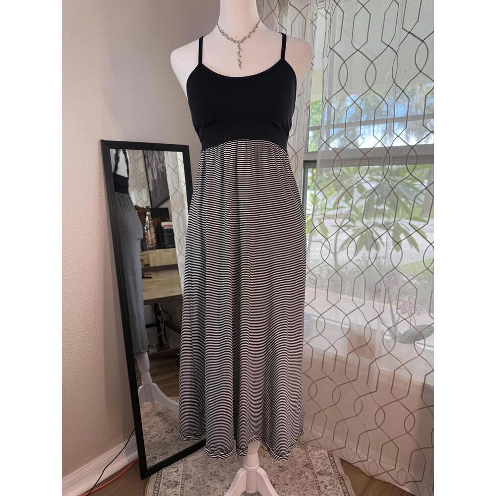 Marilyn Monroe Dress Womens Small Black White Striped Lace Racerback Summer Midi